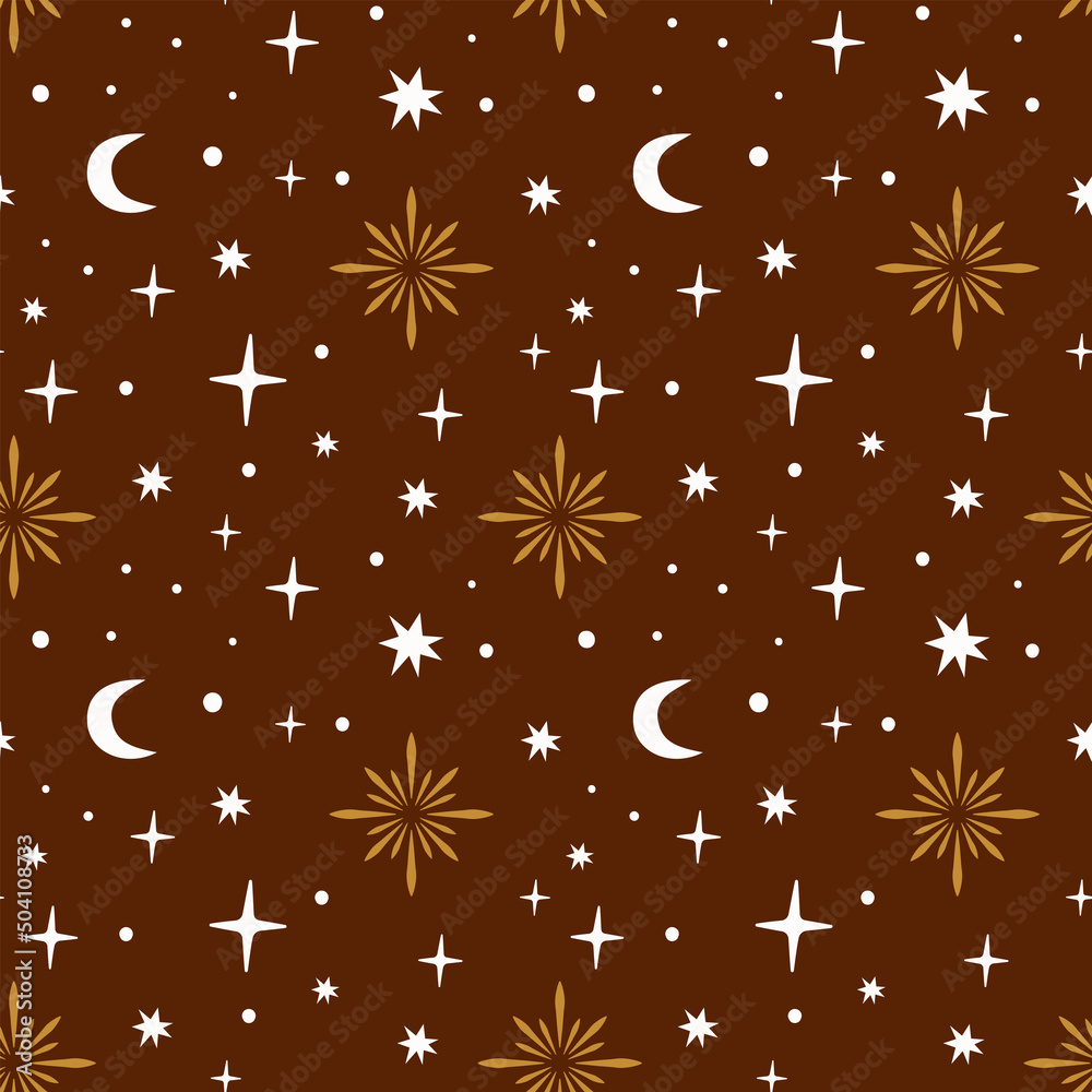 Wall mural vector sealess celestial pattern. boho background