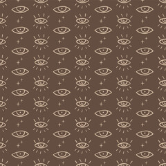 Vector seamless eyes pattern. Hand drawn eyes background