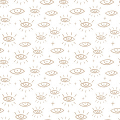 Vector seamless eyes pattern. Hand drawn eyes background