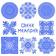 Collection of vector ornaments in the old classical Greek style