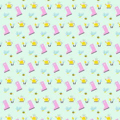 Garden, vegetable garden, gardening supplies, pattern, package, green background