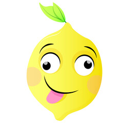 Crazy cheerful lemon with smile and tongue