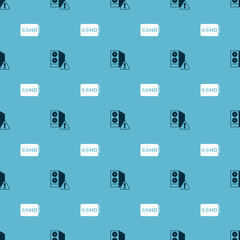 Set Case of computer and SSHD card on seamless pattern. Vector