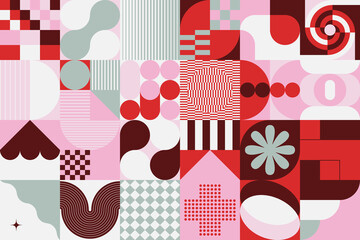 Naklejka premium Bauhaus Aesthetics Graphics Art Made Vector Geometric Shapes And Abstract Forms