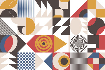 Bauhaus Inspired Graphic Pattern Artwork Made With Abstract Vector Geometric Shapes