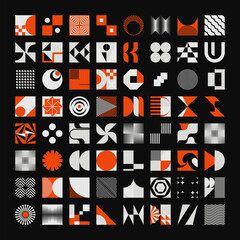 Logo Modernism Aesthetics Vector Abstract Shapes Collection Made With Minimalist Geometric Forms And Figures - 504111974