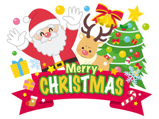クリスマス　サンタクロース　バナー　POP　デザイン　アイコン