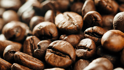 Roasted coffe beans with smoke coming out during cooking.