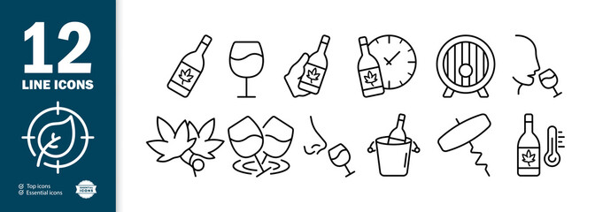 Celebrate set icon. Alcohol, champagne, wine, tobacco, marijuana, tobacco, hemp, cannabis, recreation, relaxation. Legalize oncept. Vector line icon for Business and Advertising