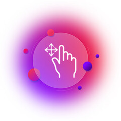 Scrolling line icon. Hand, pointer, mouse, cursor, arrow, index finger, slide, press. Click concept. Glassmorphism style. Vector line icon for Business and Advertising