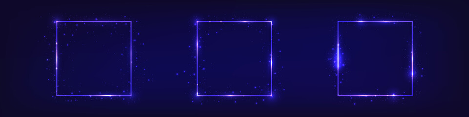 Obraz premium Set of neon frames with shining effects