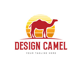 Camel Logo Design Template. Desert Camel with Sunset Logo Design © Hunter Leader