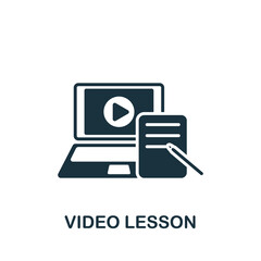 Video Lesson icon. Monochrome simple E-Learning icon for templates, web design and infographics