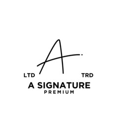 Signature letter A hand write logo design illustration