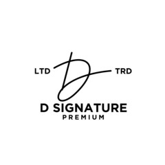 Signature letter D hand write logo design illustration