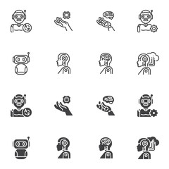 AI technology icon set