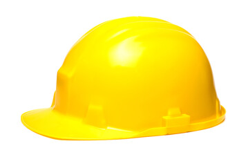 yellow construction helmet head protect white background
