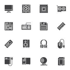 Computer component vector icons set