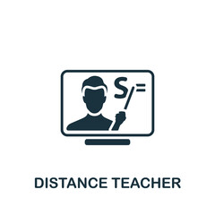 Distance Teacher icon. Monochrome simple E-Learning icon for templates, web design and infographics