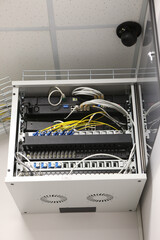 Box server, connection, communicator. New room for computer servers.