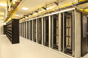 Server room. New room for computer servers. Innovation.