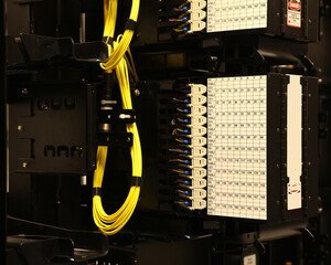 Box server, connection, communicator. New room for computer servers.