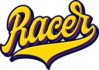 Obraz premium Racer hand lettering Typography vector