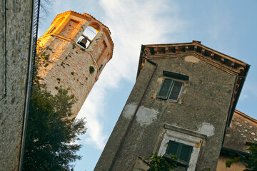 Amelia, borgo medievale prima del terremoto. Umbria, Italia