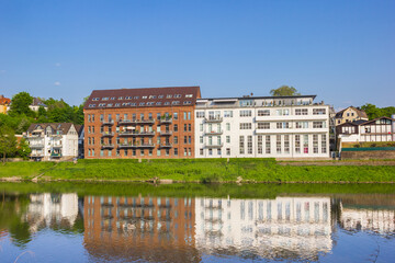 Apartment buildings at the Ruhr river in Essen-Werden, Germany