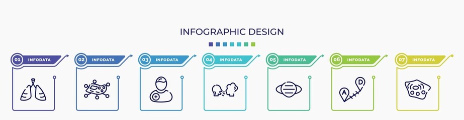 infographic for concept. vector infographic template with icons and 7 option or steps. included pneumonia, infection, patient, virus transmission, mask, long distance, cell editable vector.