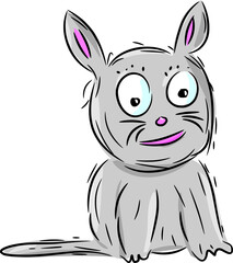 Cartoon animal in gray. Drawing of simple vector lines. Picture of an animal for children.
