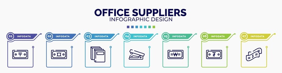 infographic for office suppliers concept. vector infographic template with icons and 7 option or steps. included jigsaws, money growth, distributed, responsability, cash money, criminal, wrap