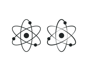 Atom icon. Nuclear energy symbol. Atomic sign. Science logo. Vector illustration image.