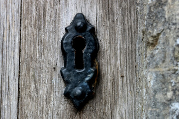 Old Keyhole on an Ancient Timber Castle Door