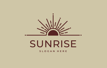 Sunrise Logo creative modern concept design premium. Abstract sun logo sun icon with geometric radial rays of sunburst. Vector illustration.