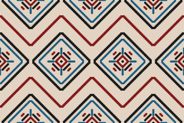 Ikat ethnic seamless pattern in tribal. American, mexican style. Design for background, wallpaper, vector illustration, fabric, clothing, carpet, textile, batik, embroidery.