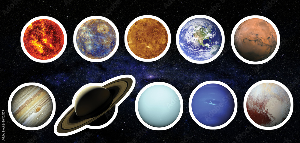 Canvas Prints solar system with white stroke. elements of this image furnished by nasa