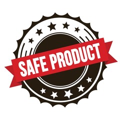 SAFE PRODUCT text on red brown ribbon stamp.