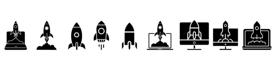 Startup icon vector set. Business Launch illustration sign collection. Product development symbol or logo.