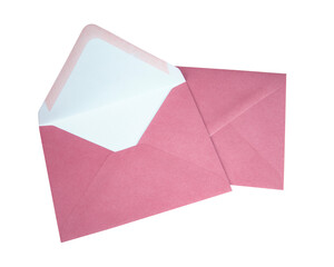 Craft pink envelope isolated on the white background