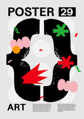 Sign {}. Poster layout design. Bracket. Cute font. Template poster, banner, flyer.