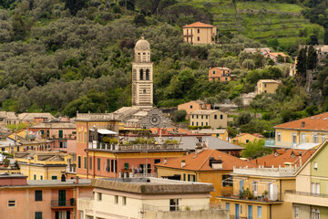 Fototapeta na wymiar Italy Liguria La Spezia Levanto 5 Terre, panoramic view of the town of the sea, in the background the church of Sant'Andrea