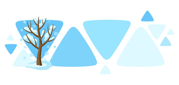 Winter tree with snow on branches. Seasonal illustration.