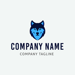 Blue wolf vector logo design template-01