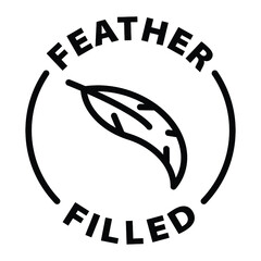 feather filled black outline badge icon label isolated vector on transparent background