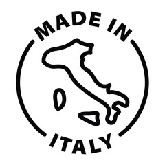 made in Italy black outline badge icon label isolated vector on transparent background