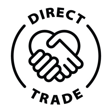 direct trade hands black outline badge icon label isolated vector on transparent background