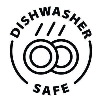 dishwasher safe black outline badge icon label isolated vector on transparent background