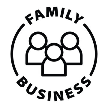 Family Business Black Outline Badge Icon Label Isolated Vector On Transparent Background