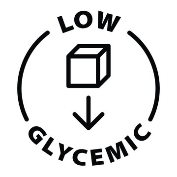 low glycemic index black outline badge icon label isolated vector on transparent background